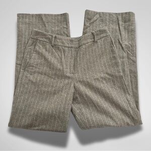 Pink Pinstripe Wool Wide Leg Trousers